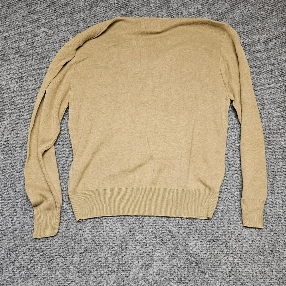 London Fog Mens V Neck Sweater Tan Embroidered‎ Vintage Cars Automobile Size M